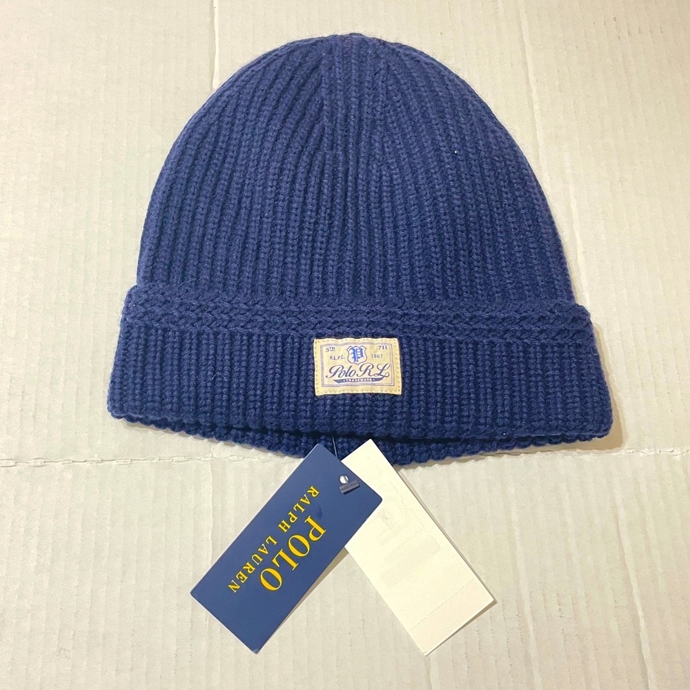 Polo by Ralph Lauren Patch Navy Beanie.